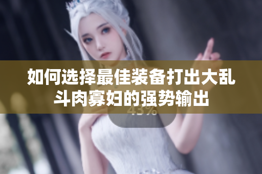 如何选择最佳装备打出大乱斗肉寡妇的强势输出