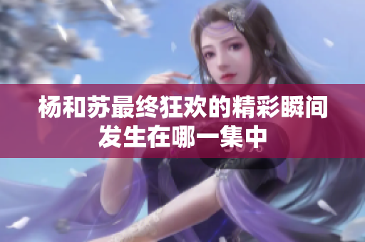 杨和苏最终狂欢的精彩瞬间发生在哪一集中