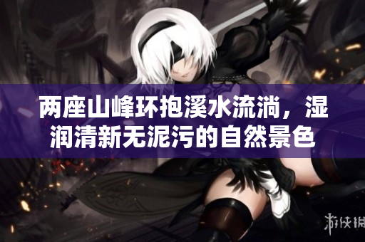 两座山峰环抱溪水流淌，湿润清新无泥污的自然景色